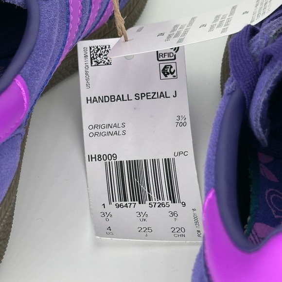 Adidas Youth Handball Spezial Originals Size 4 J Gs Purple IH8009 New Pink Gum - Picture 6 of 6